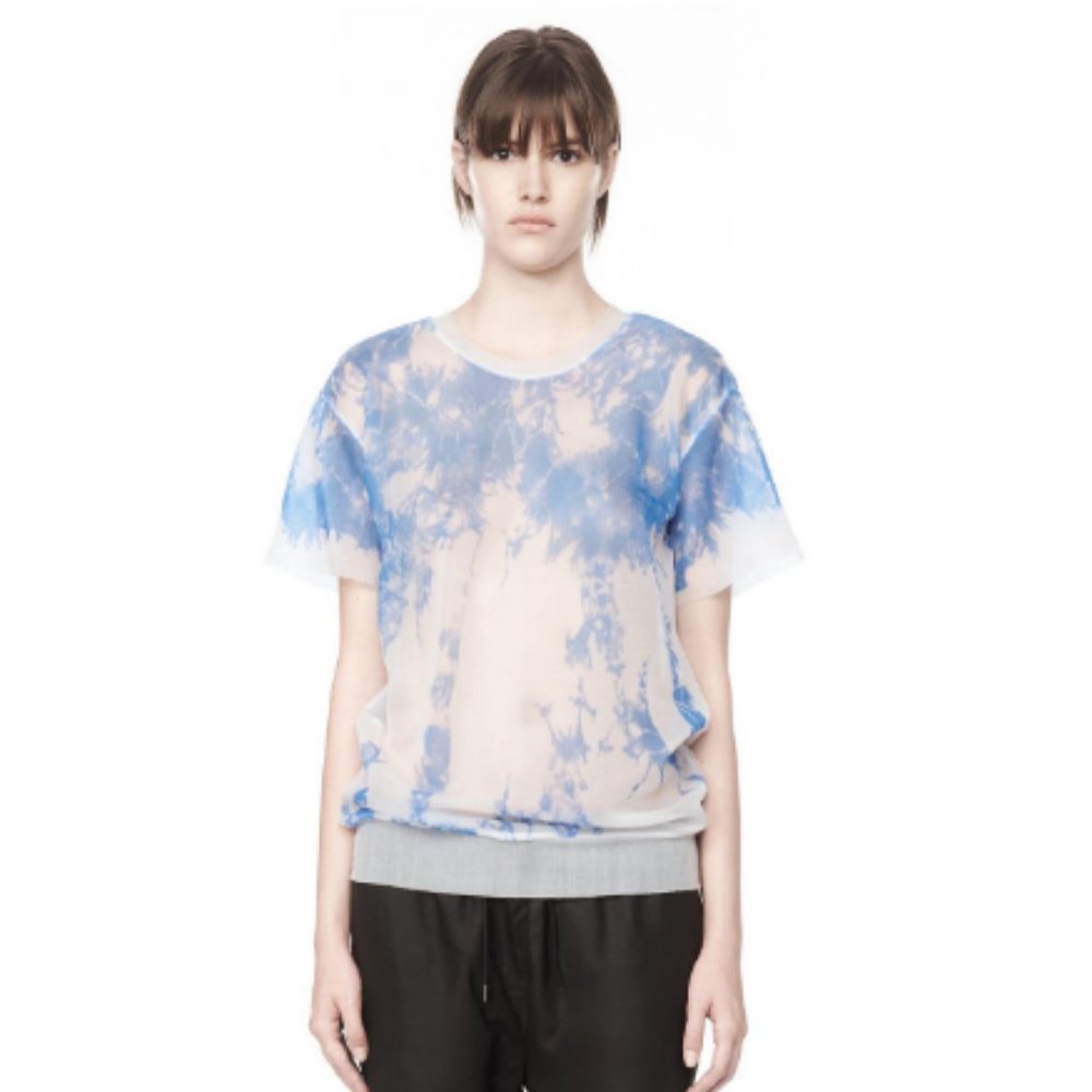Alexander Wang Dreamy Blue Tie Dye Sheer Cloud Top